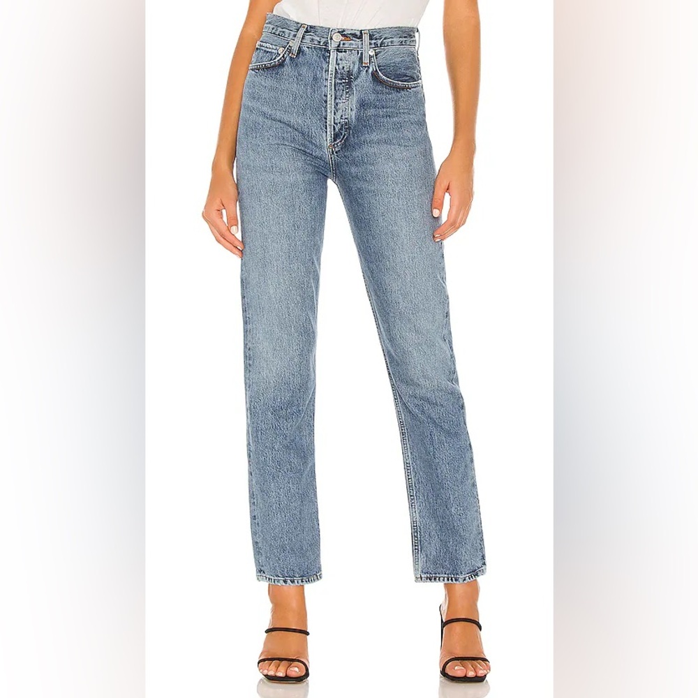 AGOLDE 90's Pinch Waist High Rise Straight Fit Jeans in Navigate Size 26